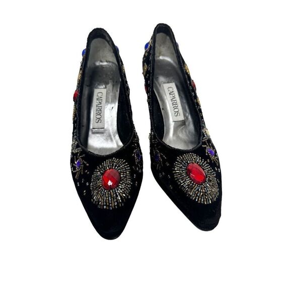 Caparros Vintage Jeweled Velvet Heels Limited Edition BNWOT - Picture 4 of 13